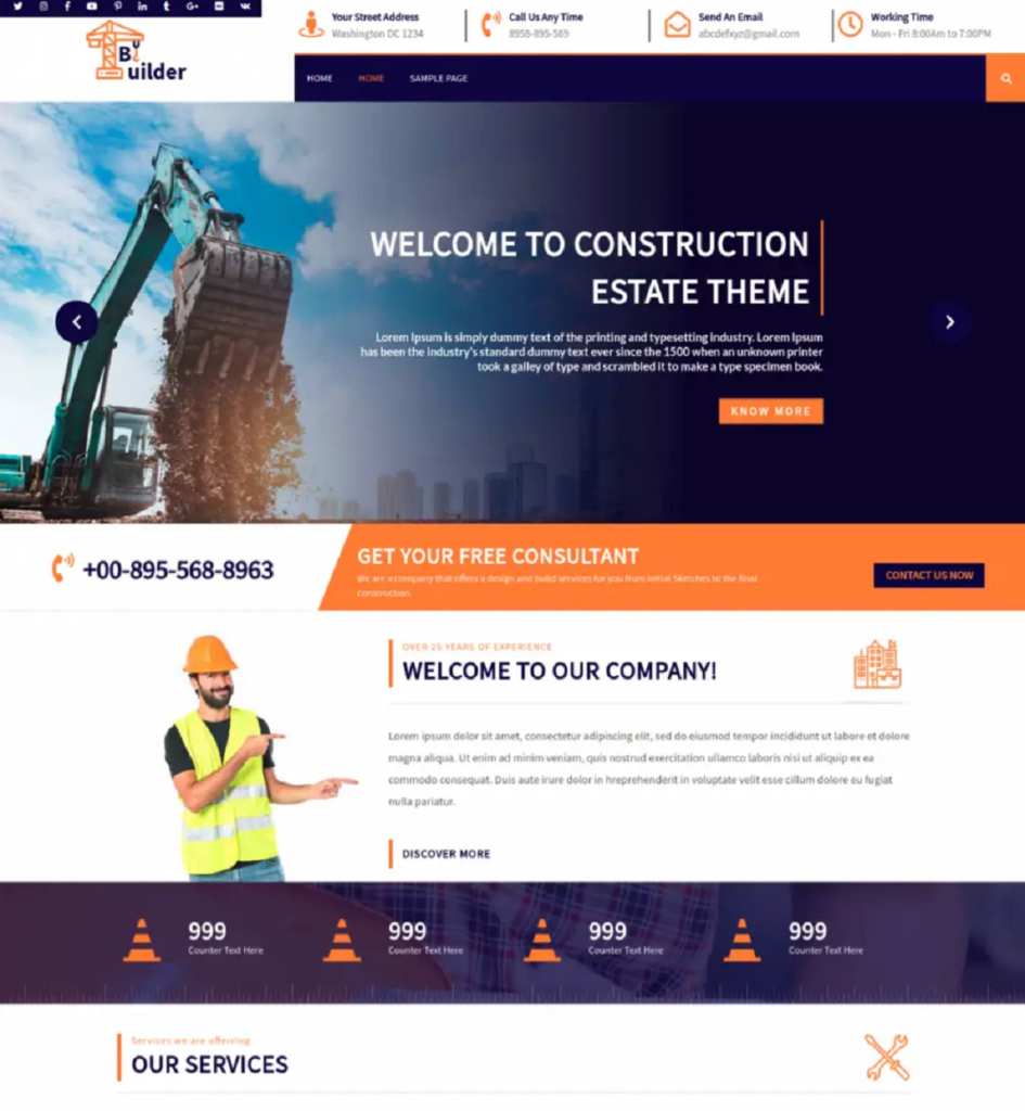 construction real estate WordPress theme