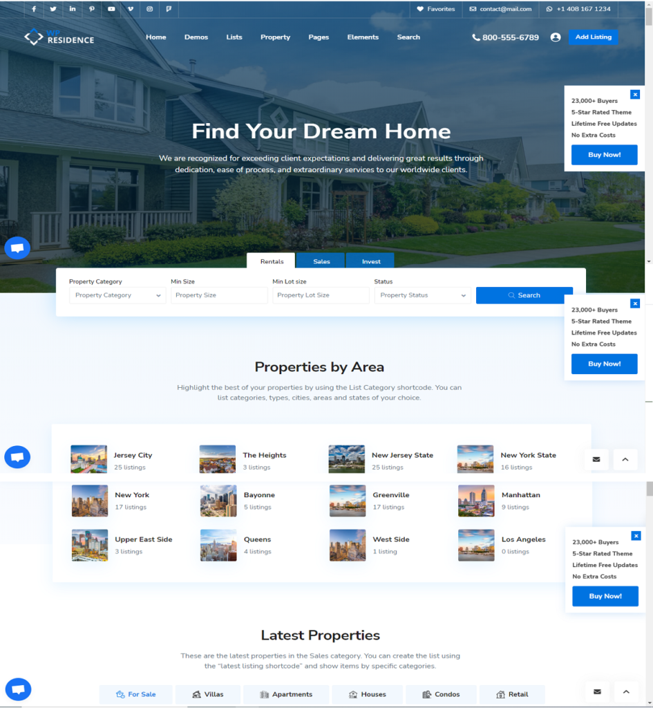 residence real estate WordPress theme