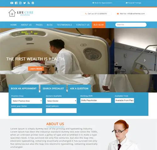 Hospital WordPress Theme by VW Themes